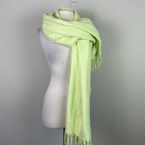 Madewell Neon Yellow Green Cozy Soft Fringe Scarf  Wrap